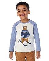 Boys Embroidered Bear Raglan Top - Hugs