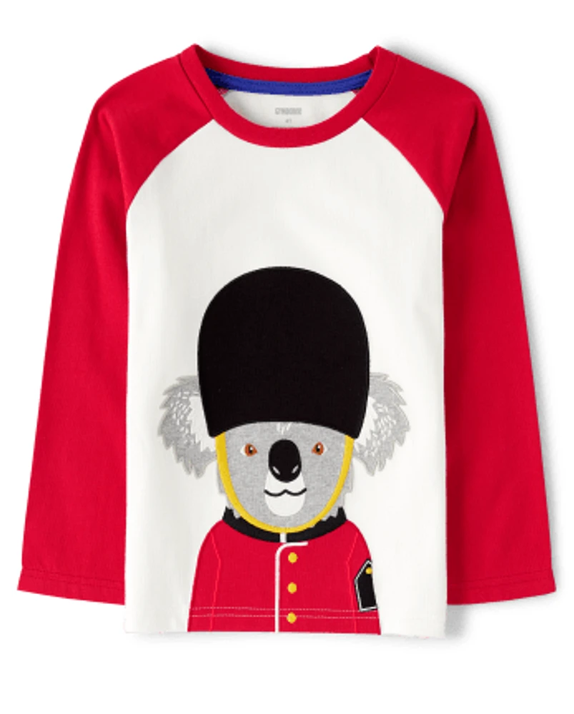 Boys Embroidered Koala Raglan Top - London Calling