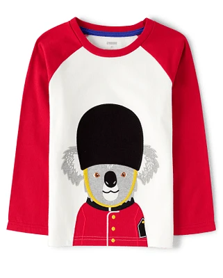 Boys Embroidered Koala Raglan Top - London Calling