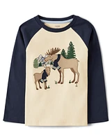 Boys Embroidered Moose Raglan Top - Little Rocky Mountain