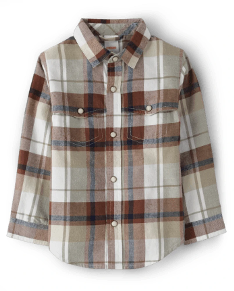 Boys Plaid Snap Front Shirt - Little Rocky Mountain