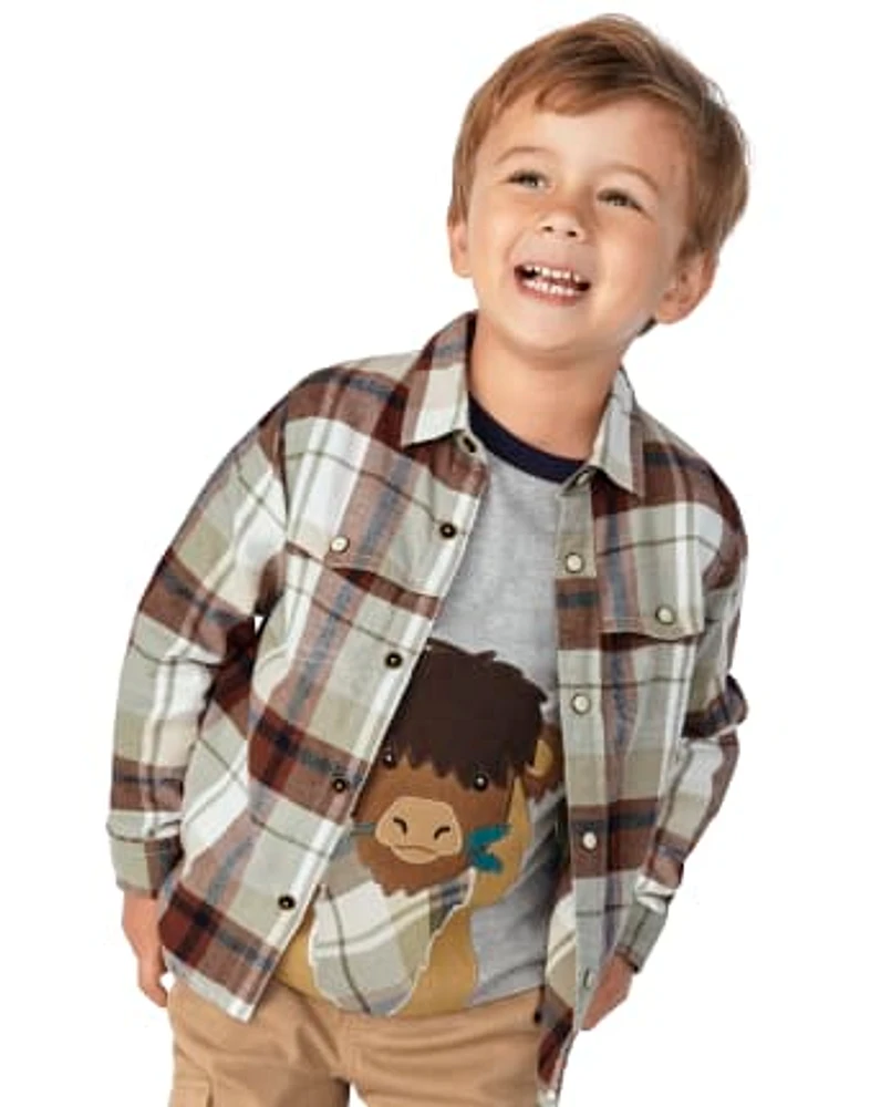 Boys Plaid Snap Front Shirt - Little Rocky Mountain