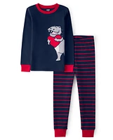 Boys Striped Dino Snug Fit Cotton Pajamas - Gymmies