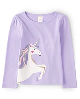 Girls Embroidered Unicorn Top - Princess