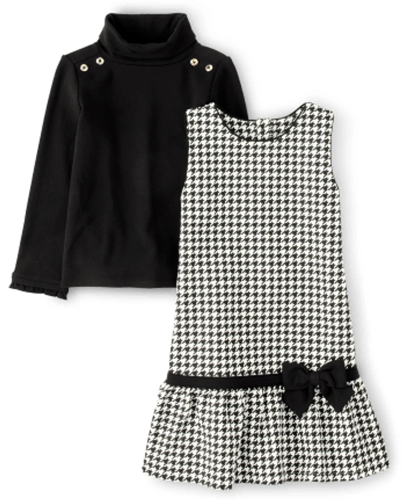 Girls Turtleneck And Houndstooth Jumper 2-Piece Set - London Calling