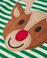 Kids Striped Reindeer Snug Fit Cotton Pajamas - Gymmies