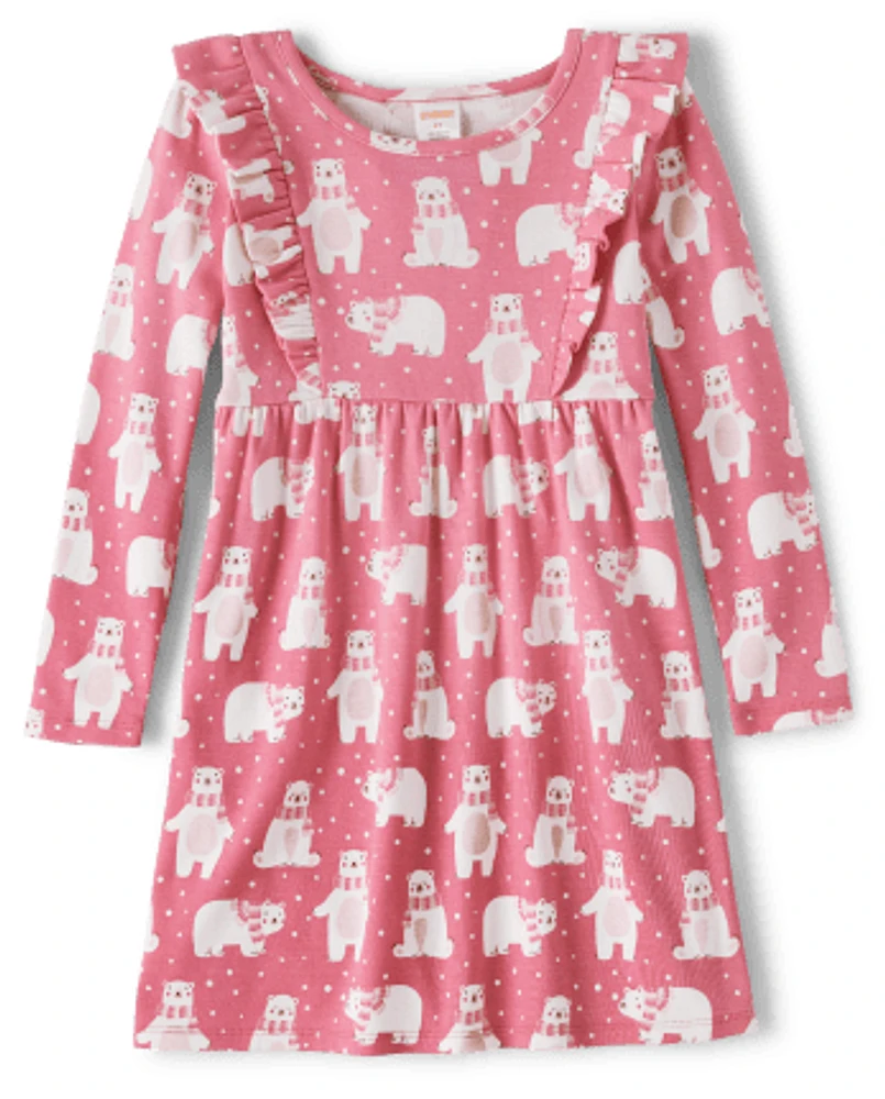 Girls Polar Bear Babydoll Dress - Hugs