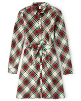 Womens Matching Family Plaid Shirt Dress - Celebrations