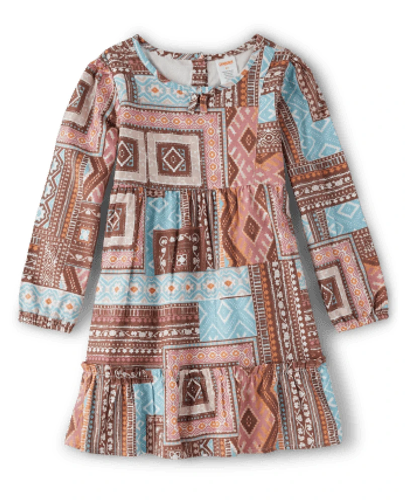 Girls Patchwork Ruffle Dress - Little Rocky Mountain