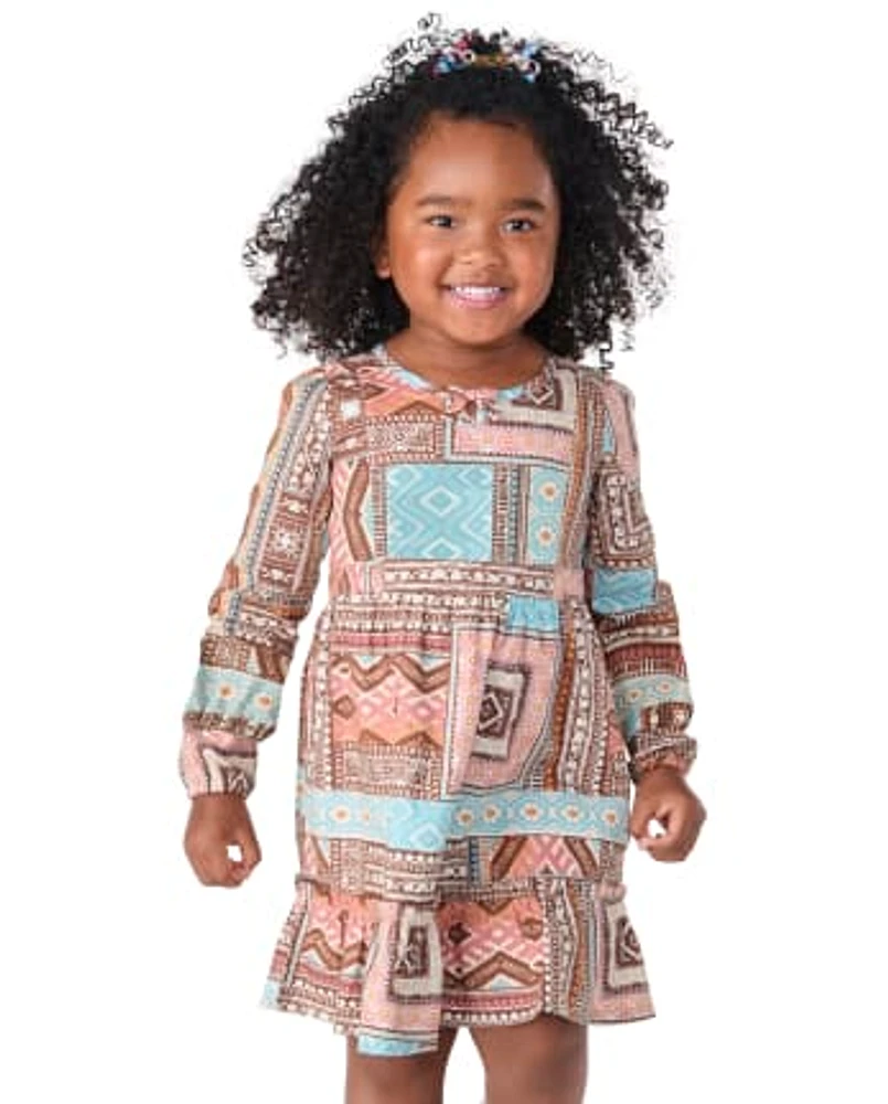 Girls Patchwork Ruffle Dress - Little Rocky Mountain