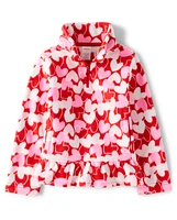 Girls Heart Fleece Half Zip - Valentine Cutie