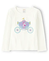 Girls Embroidered Princess Carriage Top - Unicorn