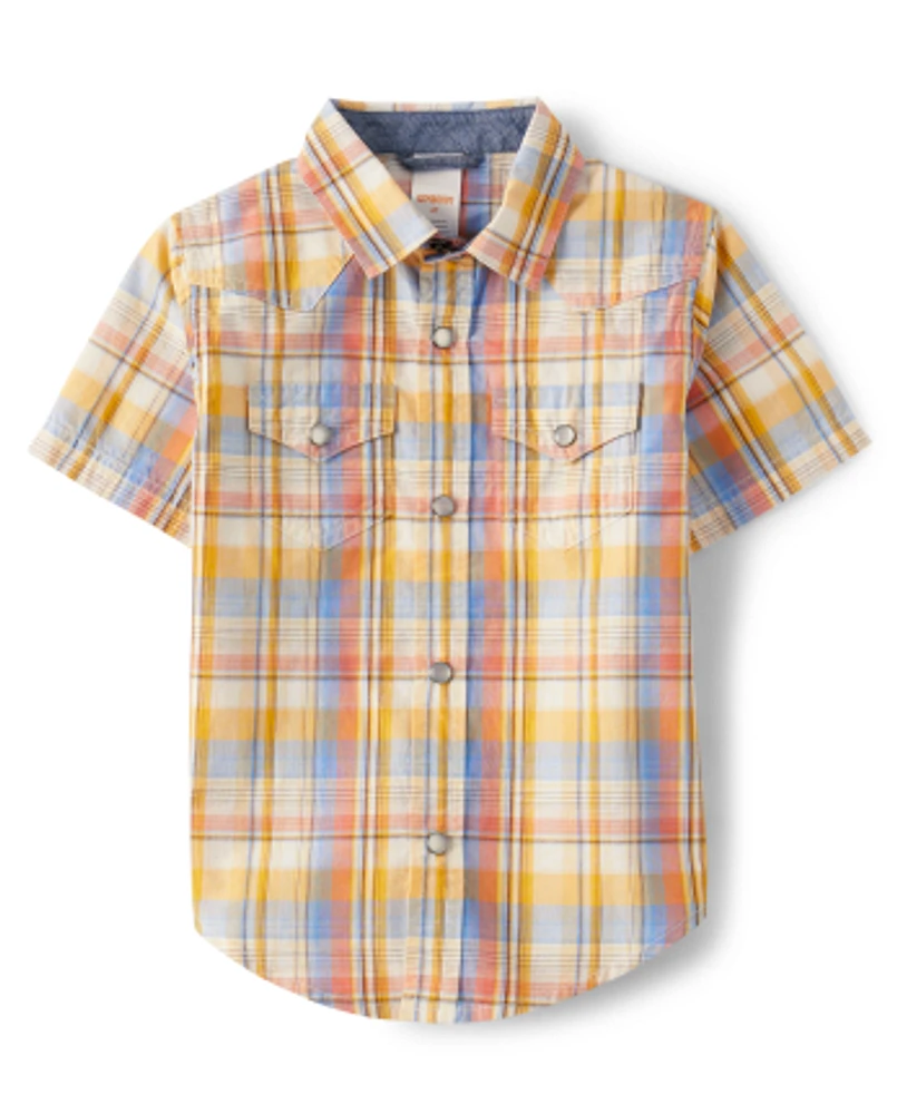 Boys Matching Family Plaid Snap Front Shirt - Country Trail