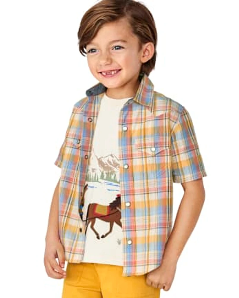 Boys Famille assortie à carreaux Snap Front Shirt - Country Trail