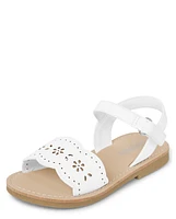 Girls Perforated Floral Sandals