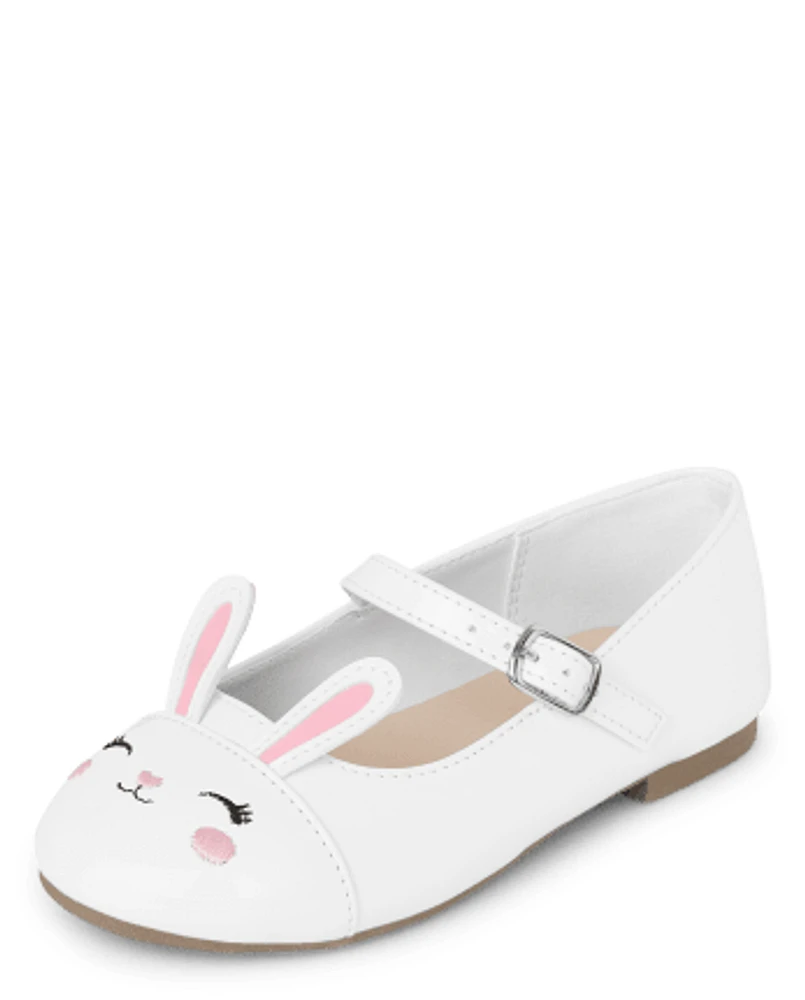 Girls Embroidered Bunny Ballet Flats - Spring Celebrations