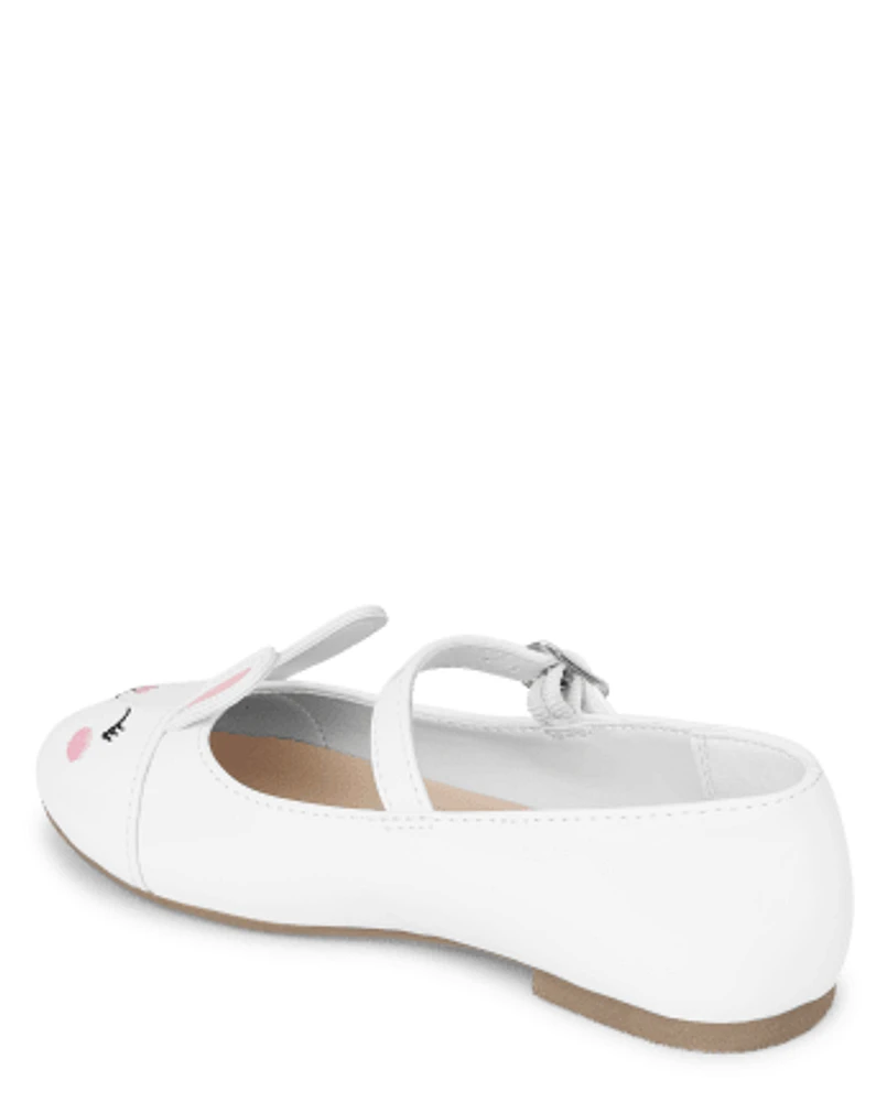 Girls Embroidered Bunny Ballet Flats - Spring Celebrations