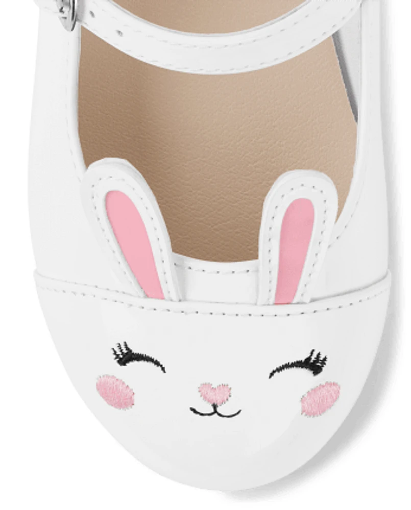 Girls Embroidered Bunny Ballet Flats - Spring Celebrations