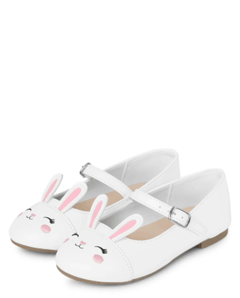 Girls Embroidered Bunny Ballet Flats - Spring Celebrations