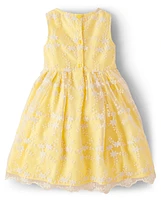 Girls Embroidered Floral Lace Dress