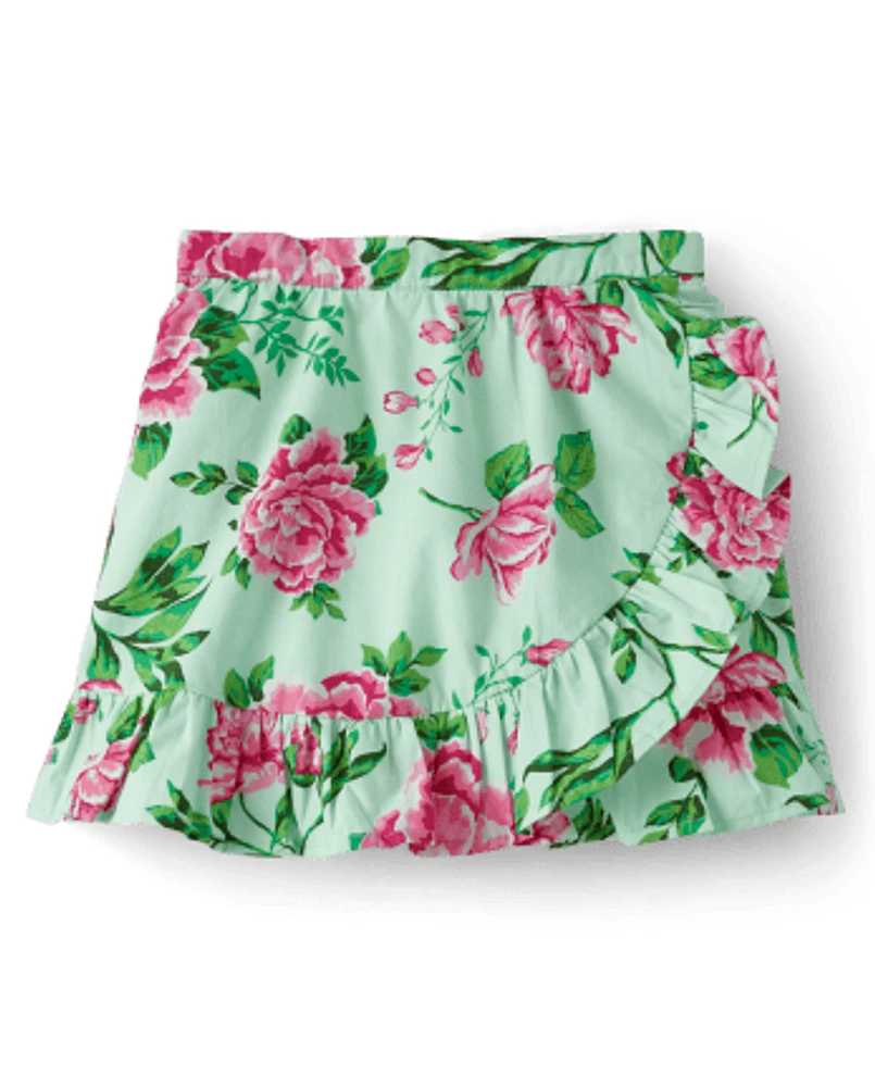 Girls Floral Ruffle Skort - Time for Tea