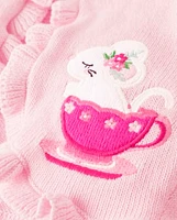 Baby Girls Embroidered Teacup Cardigan - Time for Tea