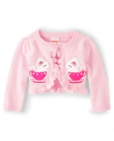 Baby Girls Embroidered Teacup Cardigan - Time for Tea