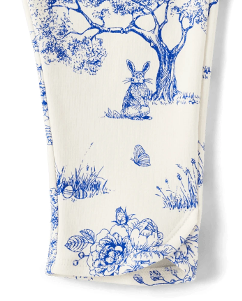 Girls Bunny Capri Leggings - Blue Belle