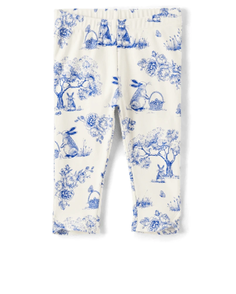 Girls Bunny Capri Leggings - Blue Belle