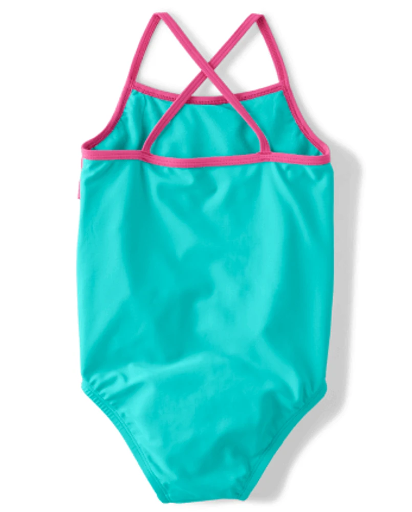 Girls Rainbow Tiered One Piece Swimsuit - Splish-Splash