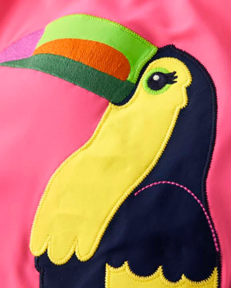 Maillot de bain une pièce brodé Toucan pour fille - Aloha