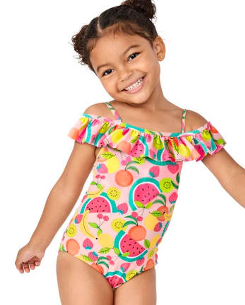 Girls Fruit Off Shoulder One Piece Swimsuit - Splish Splash