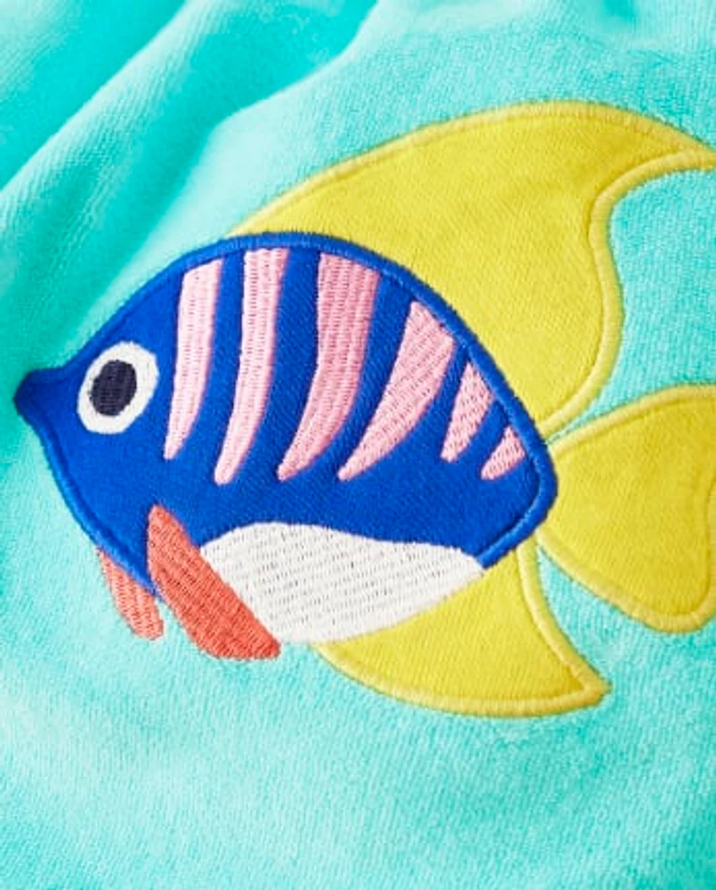 Fille Applique Fish Ruffle Cover-Up - Splish-Splash