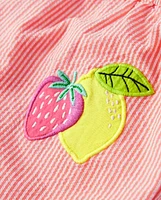 Barboteuse Fille Applique Fruit Seersucker - Festive