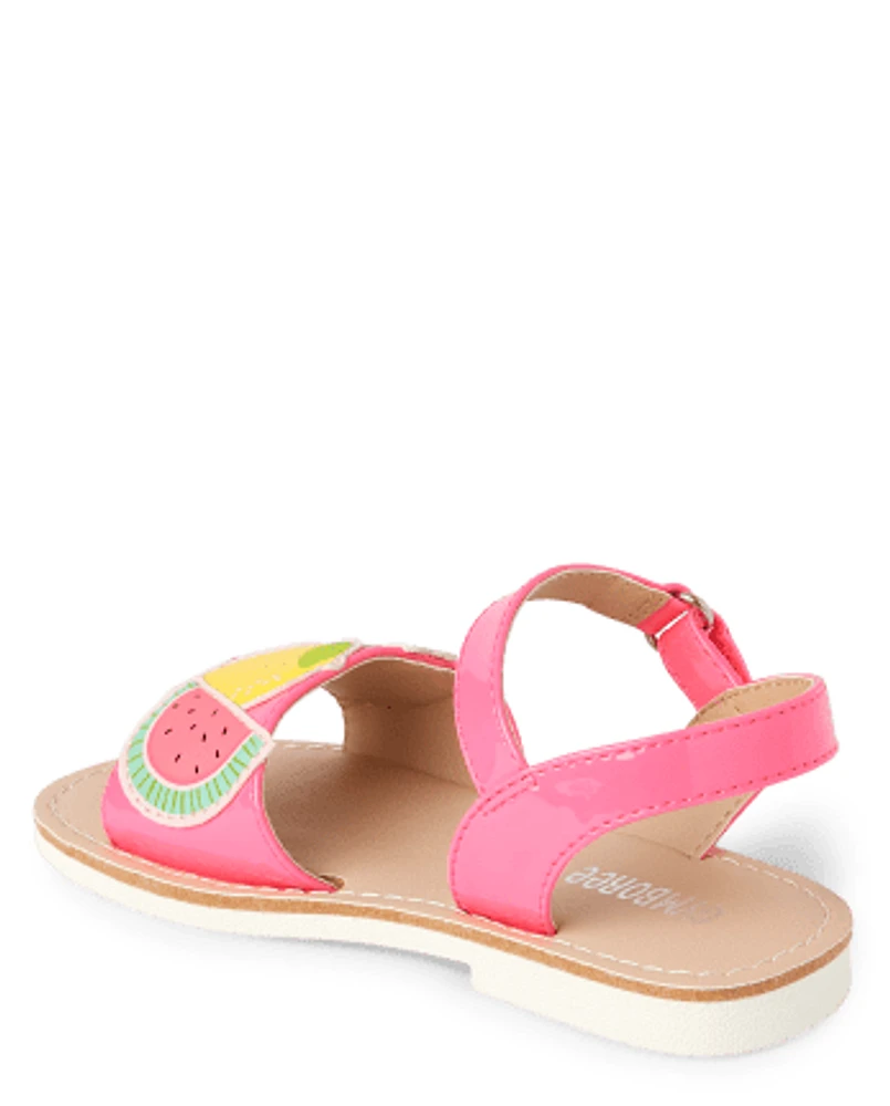 Girls Applique Fruit Sandals - Festive