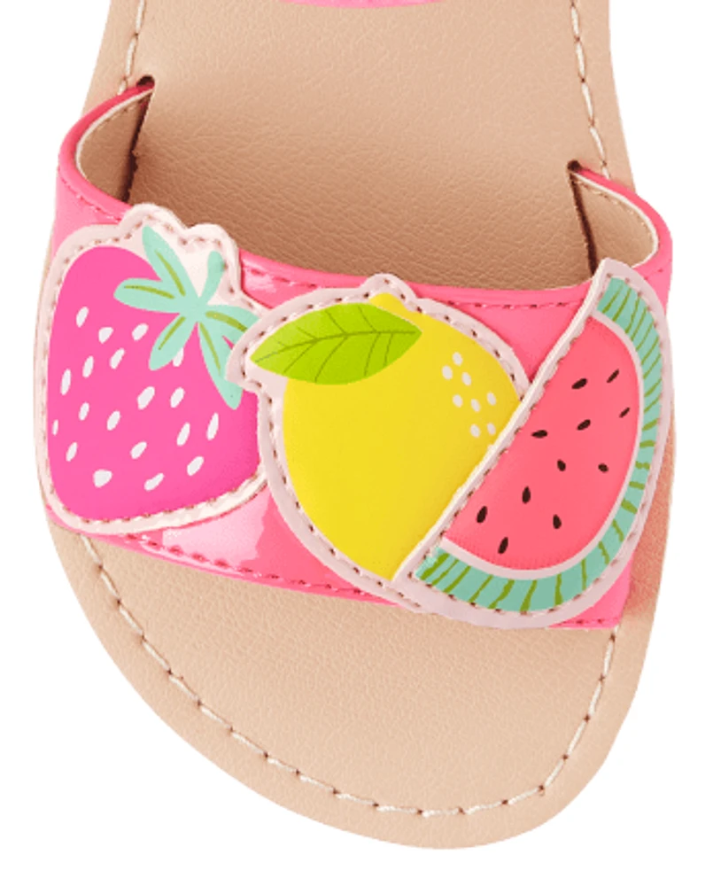 Girls Applique Fruit Sandals - Festive