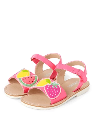 Girls Applique Fruit Sandals - Festive