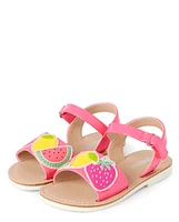 Girls Applique Fruit Sandals - Festive