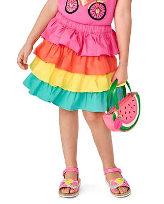 Girls Rainbow Tiered Skort - Festive Fruit