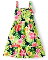 Girls Tropical Ruffle Dress - Aloha