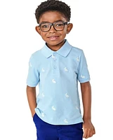 Boys Schiffli Bunny Polo - Blue Belle