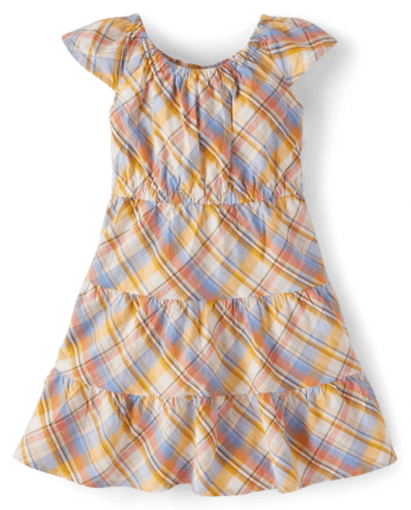 Girls Matching Family Plaid Tiered Dress - Country Trail