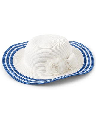 Girls Striped Floral Sun Hat - Splish-Splash