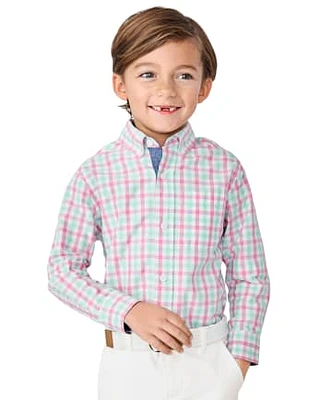 Chemise boutonnée à carreaux papa et moi pour garçons - L'heure du thé