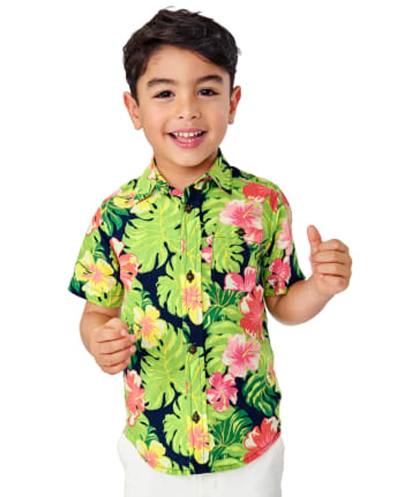 Boys Matching Family Tropical Button Up Shirt - Aloha