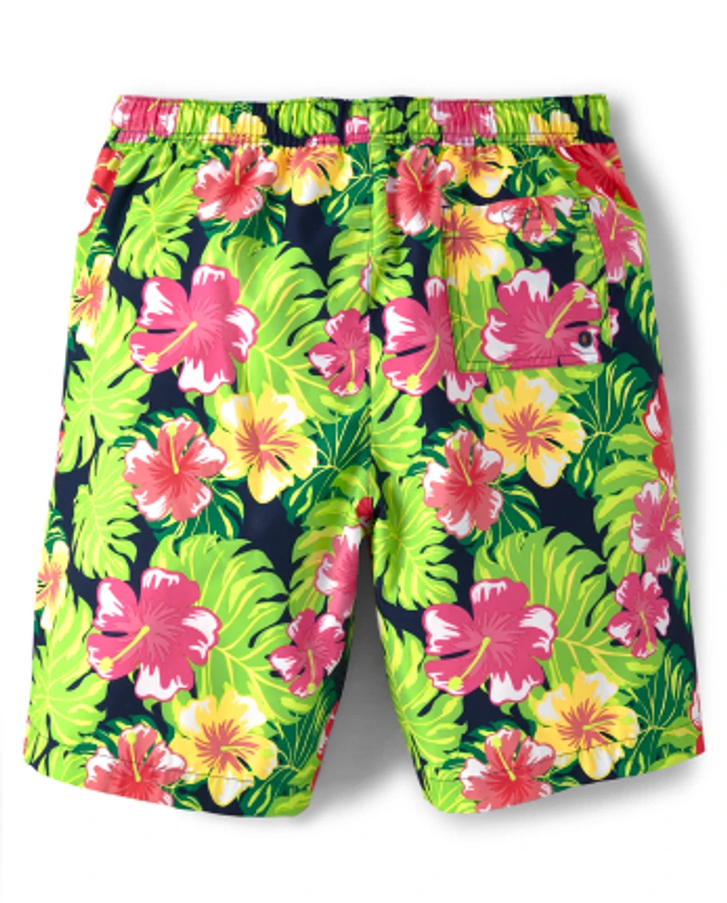 Mens Matching Family Tropical Swim Trunks - Aloha