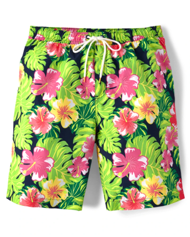 Mens Matching Family Tropical Swim Trunks - Aloha