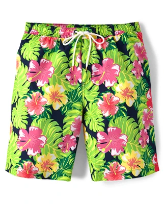 Mens Matching Family Tropical Swim Trunks - Aloha