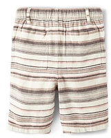 Boys Striped Pull On Shorts - Safari