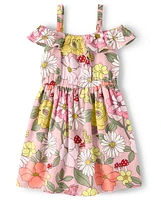 Girls Floral Off Shoulder Dress - Fairytale Forest